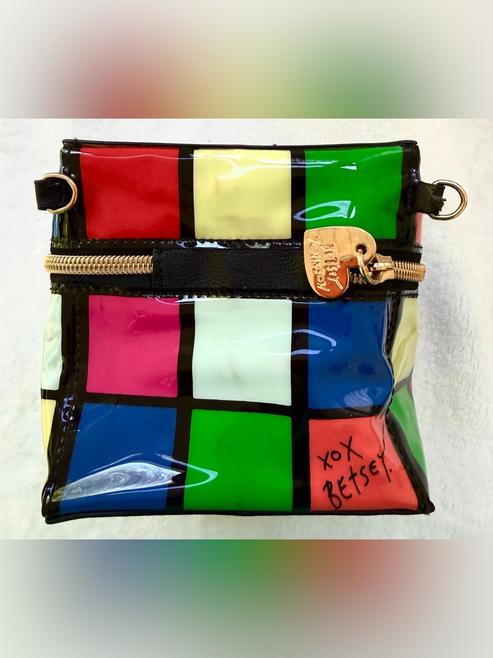 Betsey Johnson Rubiks Cube Multicolor Wristlet Crossbody Purse Mini Bag Rare EUC - Picture 5 of 15
